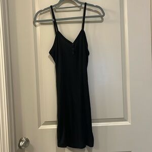 Spaghetti strap black cotton midi dress